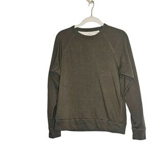 Muji Womens Olive Green Crew Neck Casual Sweatshirt Pull Over‎ Minimalist XS